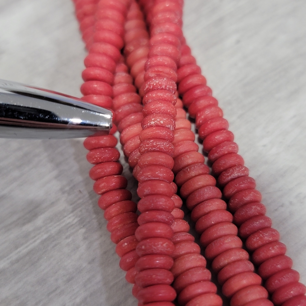 Vintage Boho Coral Multi Strand Beaded Torsade Necklace Tropical Earthy - Picture 11 of 17